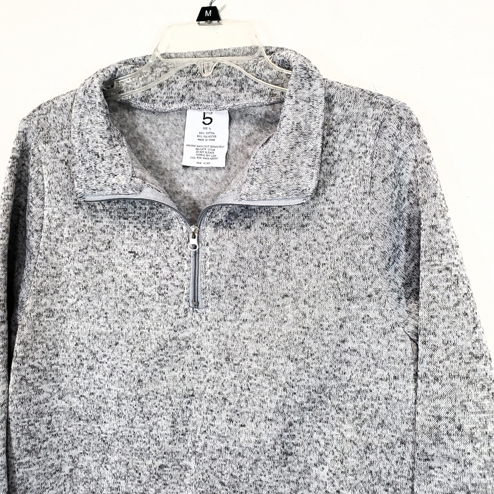 Style 5 Grey Knit 1/4 Zip Pullover Top Size L NWOT